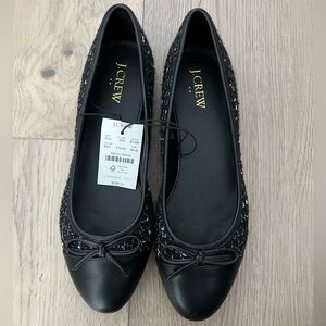 Black and White Tweed Ballet Flats